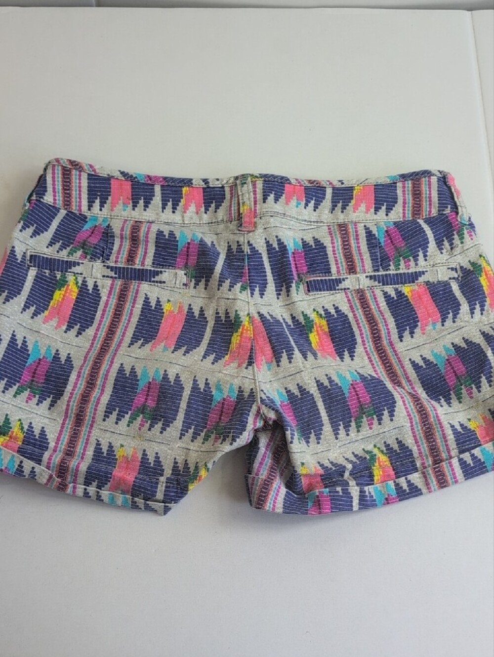 American Eagle Stretch MIDI Shorts 6 Boho Woven Geometric Pattern Multicolour - Picture 7 of 8